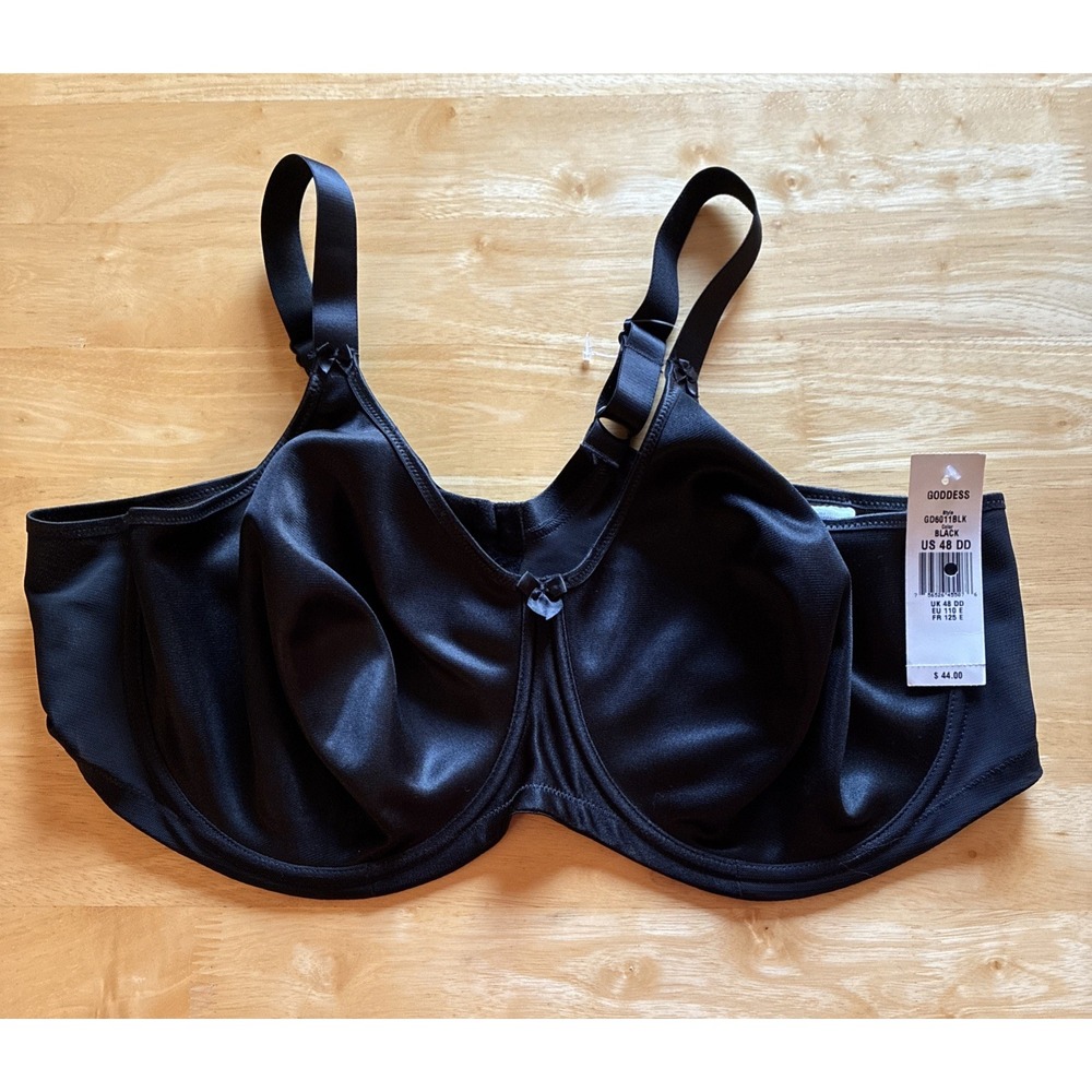 Goddess Smooth Simplicity Underwire Bra 48DD NWT Black